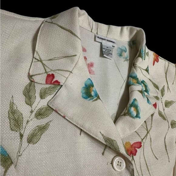 Vintage Alfred Dunner Short Sleeve Cream Floral Jacket - Picture 5 of 9